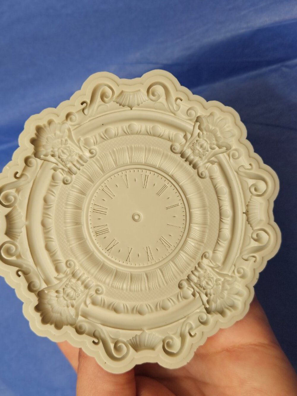 Ornate clock-face medallion silicone mold